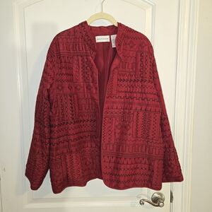 Alfred Dunner Red Patterned Blazer
